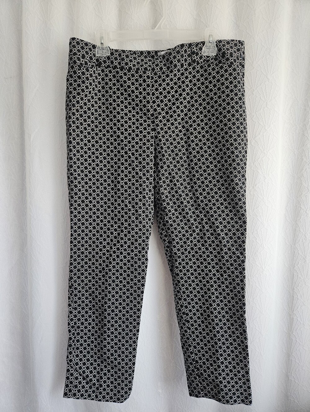 Liz Claiborne Emma Black Ankle Pants Chain Link Print 14